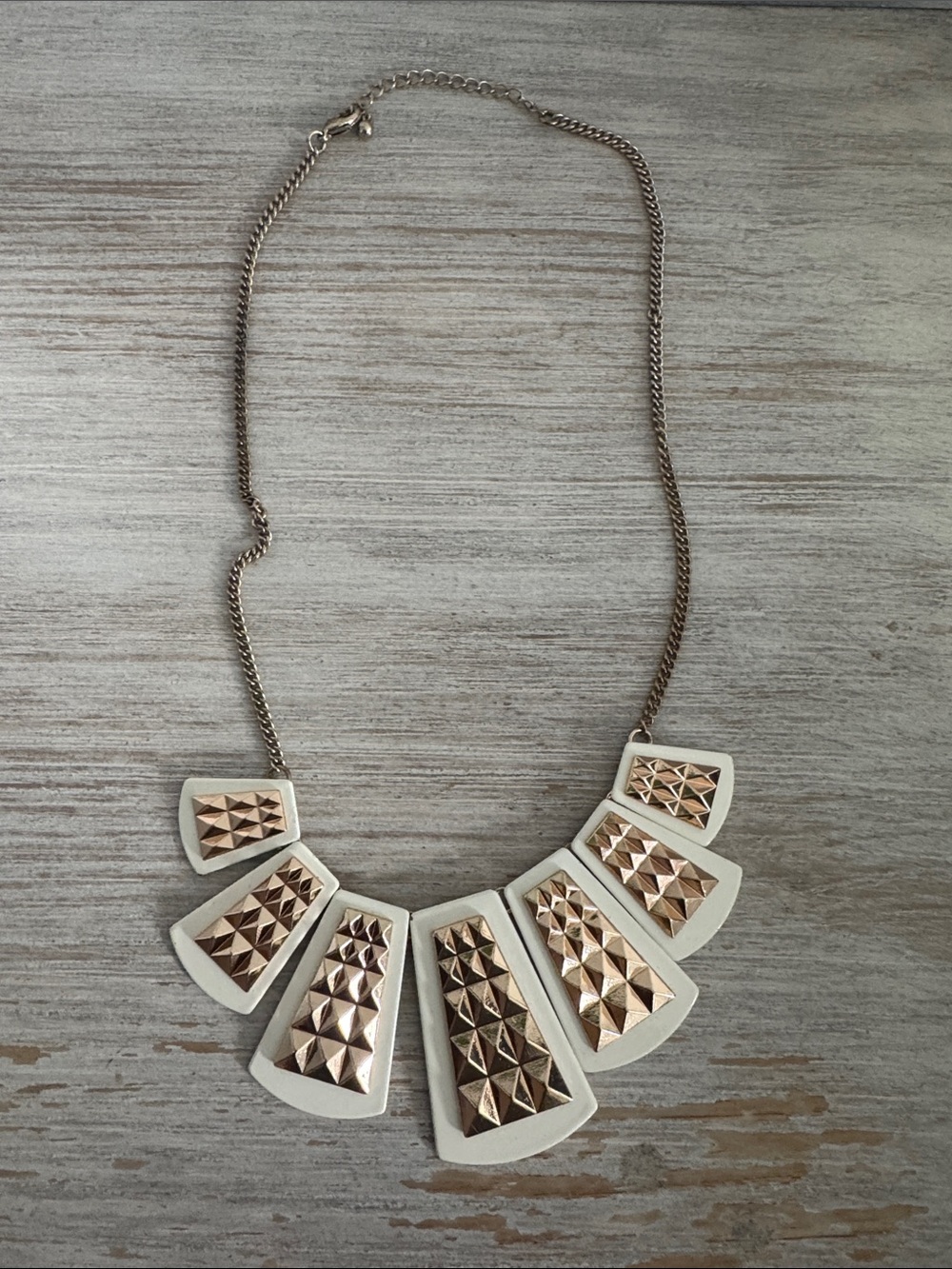 Fashion Statement Gold and Cream Geometric Bib Necklace
